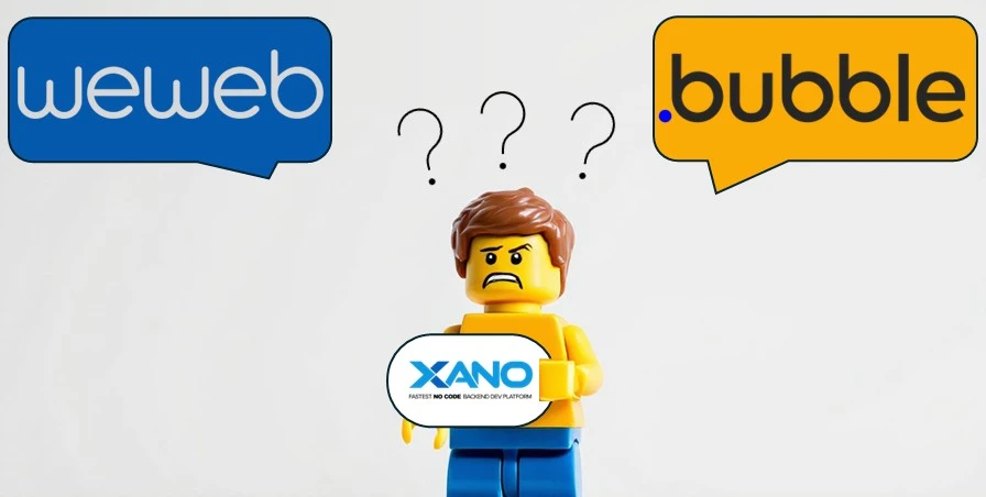 Lego qui hésite entre Weweb et Bubble sachant qu'il tient Xano dans les mains